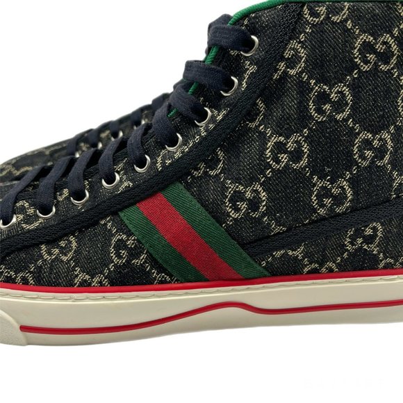 Gucci GG Jacquard Black Denim High-Top Tennis 1977 Men's Sneakers US11 - Picture 8 of 15